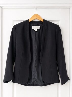H&M Black Open Front Blazer Tailored Jacket